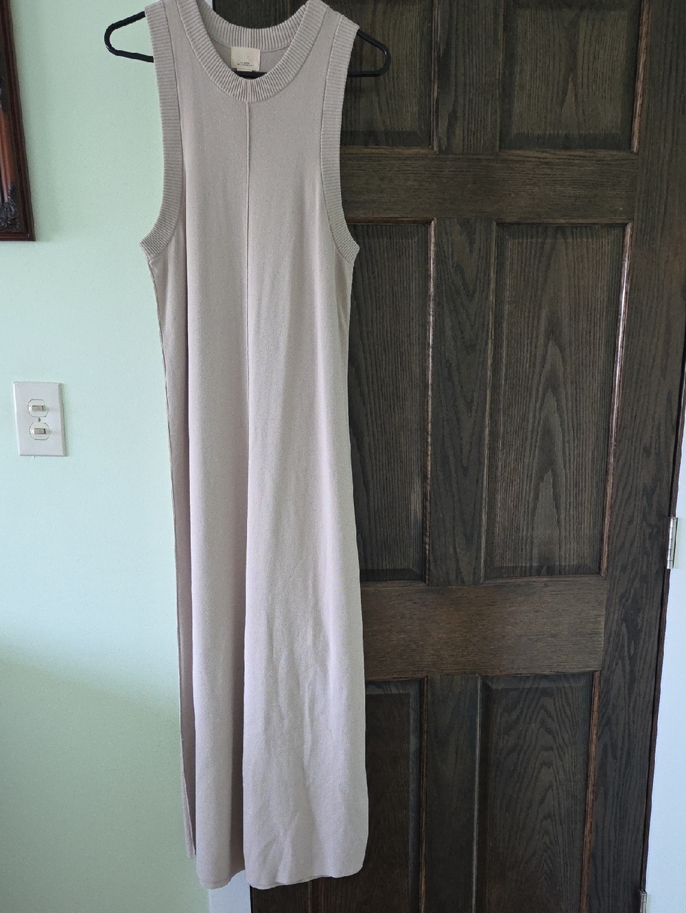 H&M Silk Blend Sleeveless Maxi Dress in Light Beige